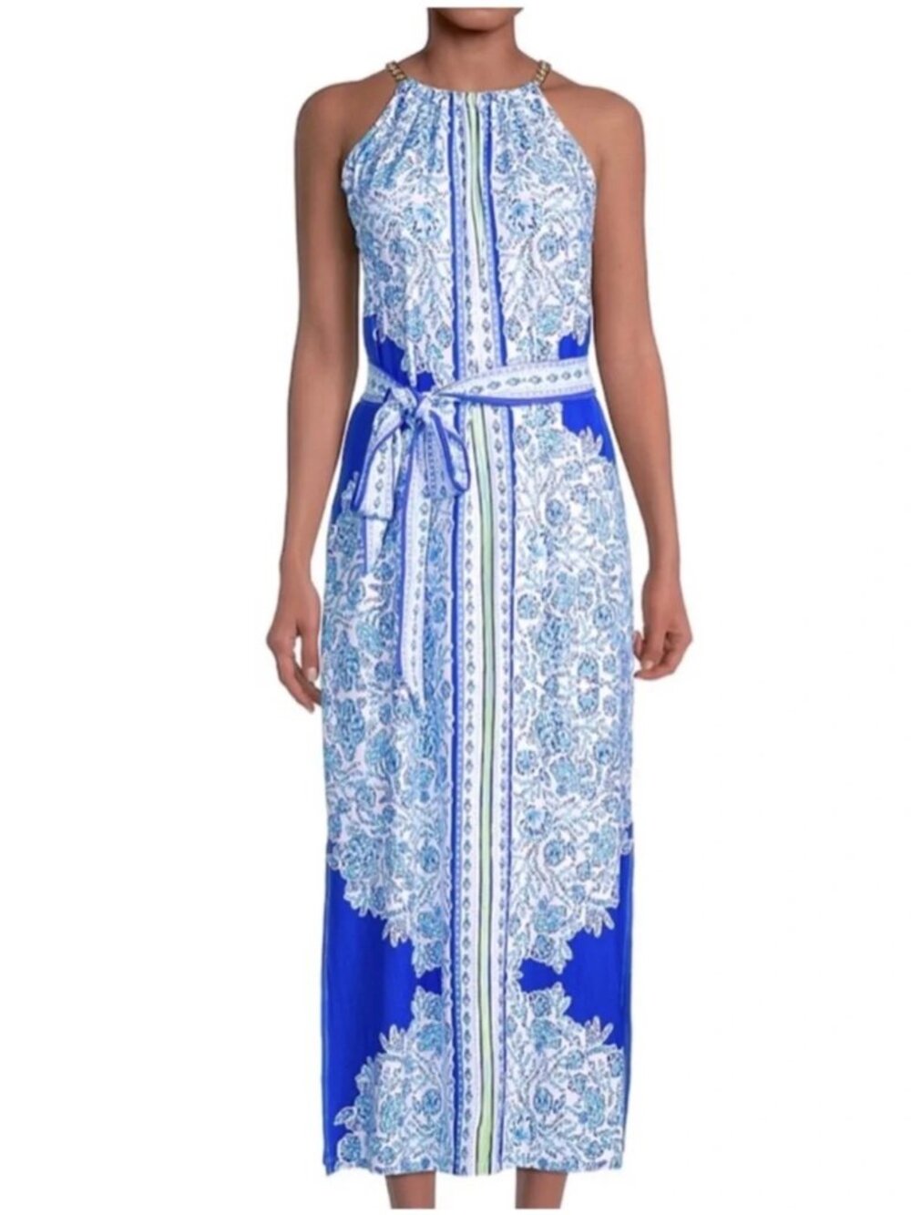Lilly Pulitzer Bingham Midi Dress XS NWT Turquoise Oasis Multi Chain Halter